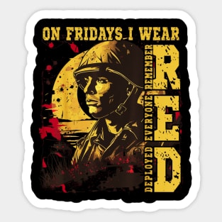 On friday I support troops wearing red Sticker